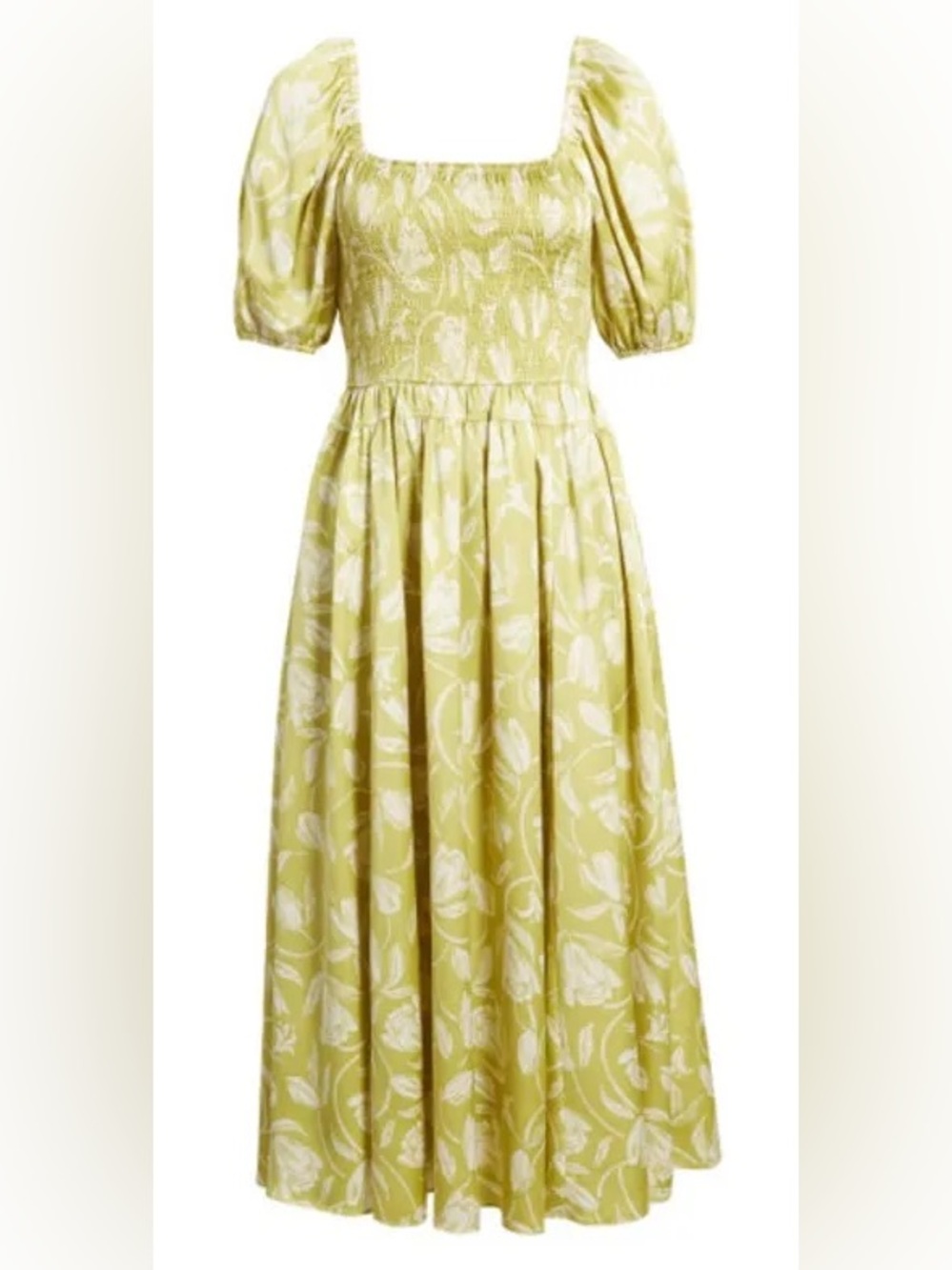 MOON RIVER Floral Short Sleeve Fit & Flare Dress in Green M